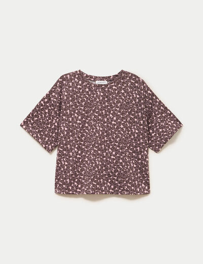 T-shirt col rond manches courtes violet femme