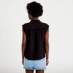 Chemise ample sans manches pliss&eacute;e noir femme