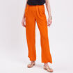 Pantalon city large satin orange femme