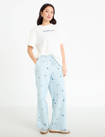 T-shirt oversize brod&eacute; Bridgerton ecru femme