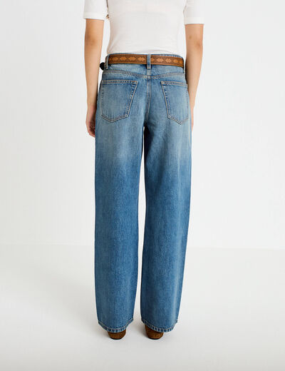 Jean wide leg ceinture amovible denim dirty femme