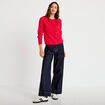 Gilet col rond manches longues rouge femme