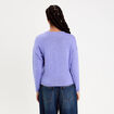 Gilet boutonn&eacute; avec col en V bleu violet femme