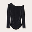 T-shirt asym&eacute;trique brillant noir femme