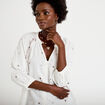 Blouse ample col tunisien manches 3/4 ecru femme
