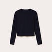 Gilet ajust&eacute; cropped col rond bleu marine femme