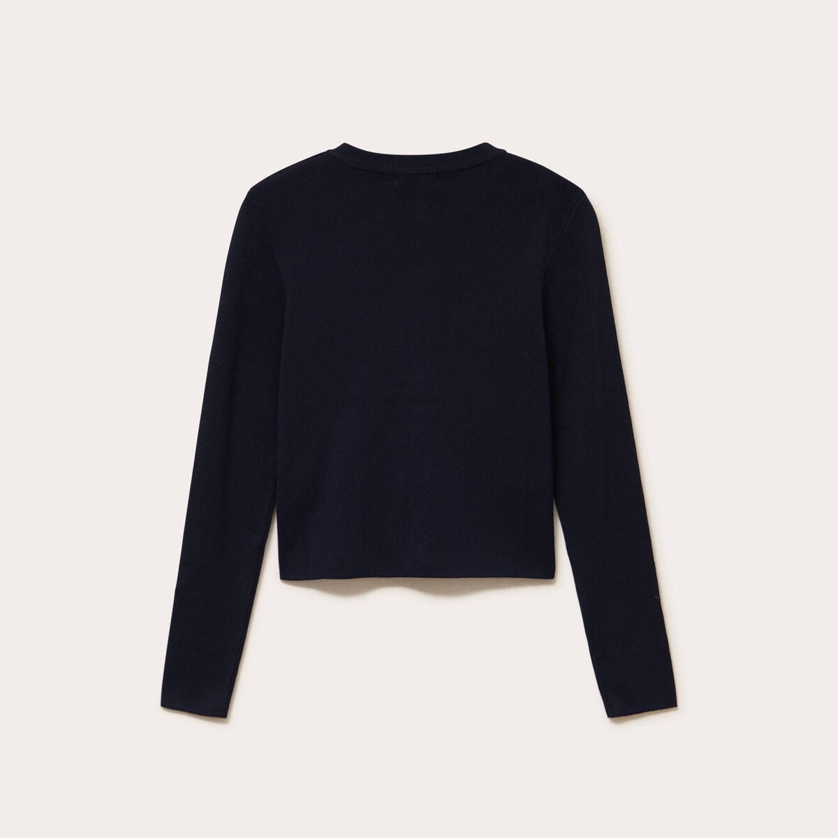 Gilet ajust&eacute; cropped col rond bleu marine femme