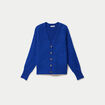 Gilet ajust&eacute; col v manches longues bleu electrique femme