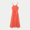 Robe longue &eacute;vas&eacute;e sans manches rouge corail femme