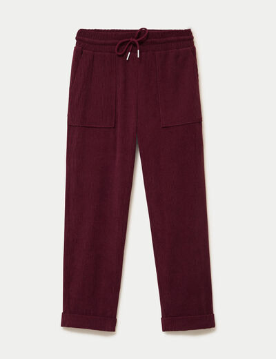 Pantalon jogging velours bordeaux femme