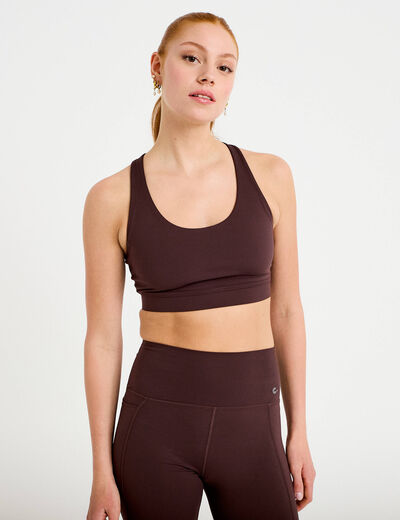 Brassi&egrave;re de sport fines bretelles marron fonc&eacute; femme