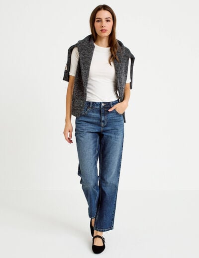 Jean droit taille standard bleu femme