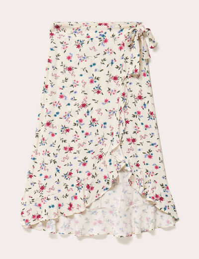 Jupe longue portefeuille beige clair femme