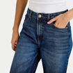 Jeans wide leg taille haute bleu fonc&eacute; femme