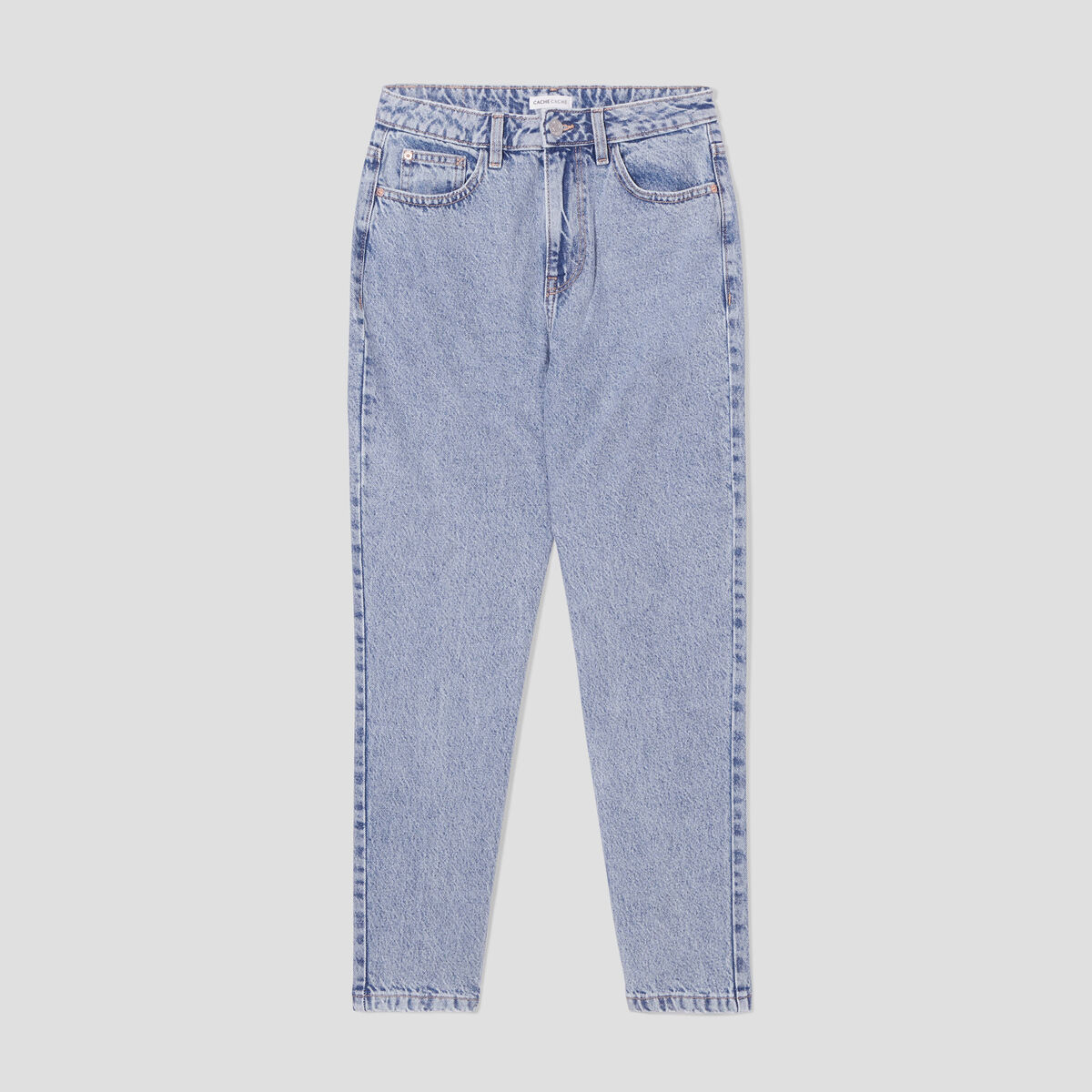 Jeans mom taille haute denim bleach femme