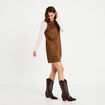 Robe courte &eacute;vas&eacute;e sans manches marron femme
