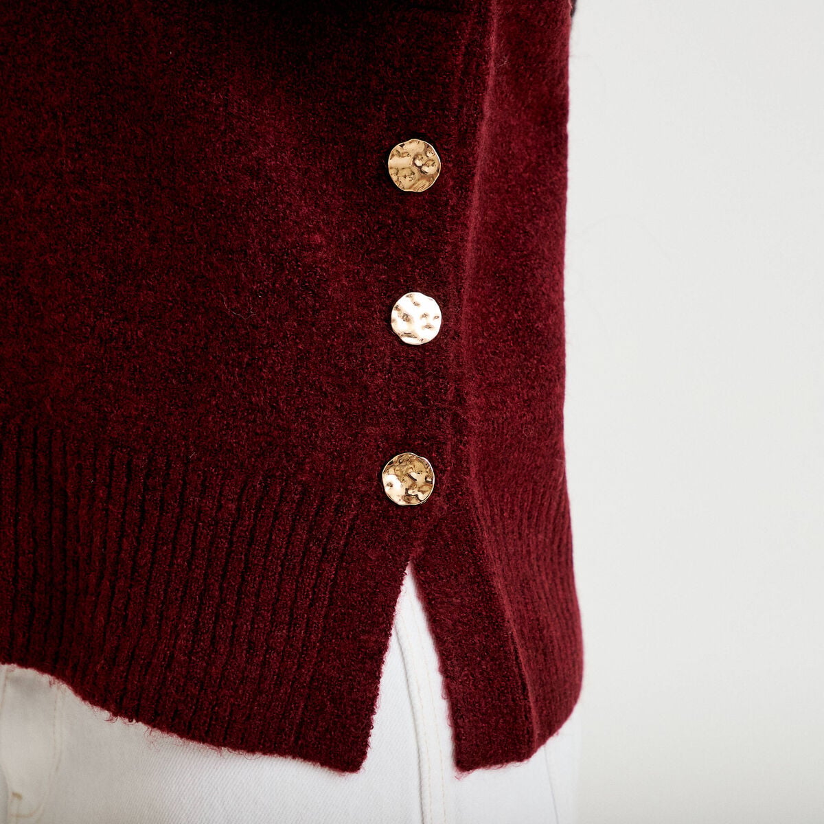 Pull manches longues bordeaux femme