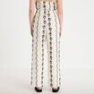 Pantalon large taille standard brod&eacute; blanc femme
