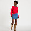 Pull ample manches longues fin rouge femme