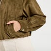 Veste effet boule oversize cropped vert kaki femme