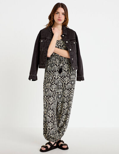 Combinaison sarouel fines bretelles noir femme
