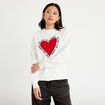Sweat oversize long col rond ecru femme