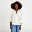 Blouse broderie col v manches 3/4 ecru femme