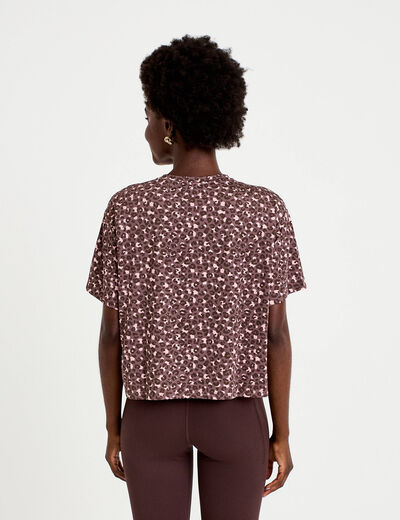 T-shirt col rond manches courtes violet femme
