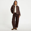 Veste courte boutonn&eacute;e doublure vichy marron fonc&eacute; femme