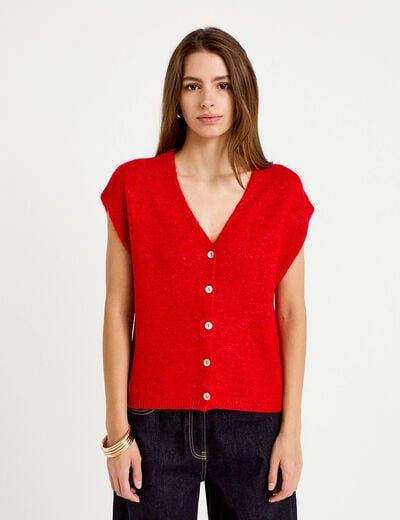 Gilet sans manches rouge femme