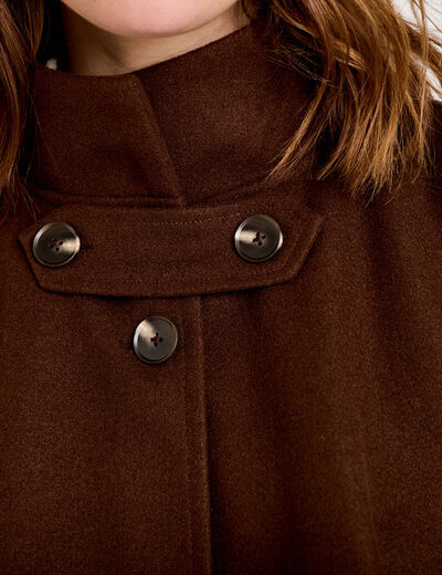 Poncho col am&eacute;ricain marron fonc&eacute; femme