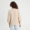 Blouse manches 3/4 brod&eacute;e taupe femme
