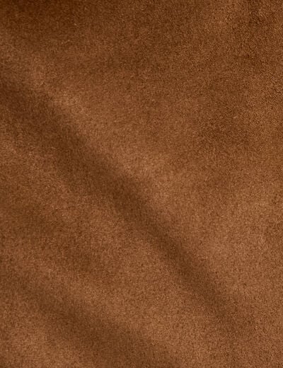 Caban droit col montant aspect daim marron femme