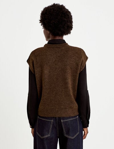 Pull sans manches beige femme