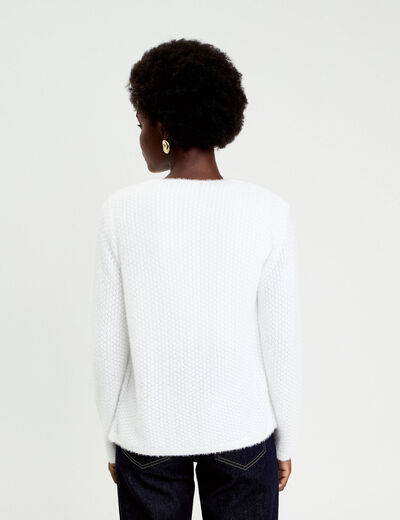 Gilet droit manches longues ecru femme