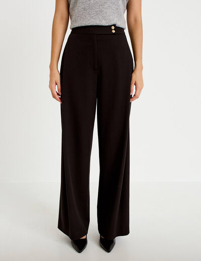 Pantalon bootcut ceinture taille haute noir femme