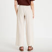 Pantalon large brod&eacute; beige femme
