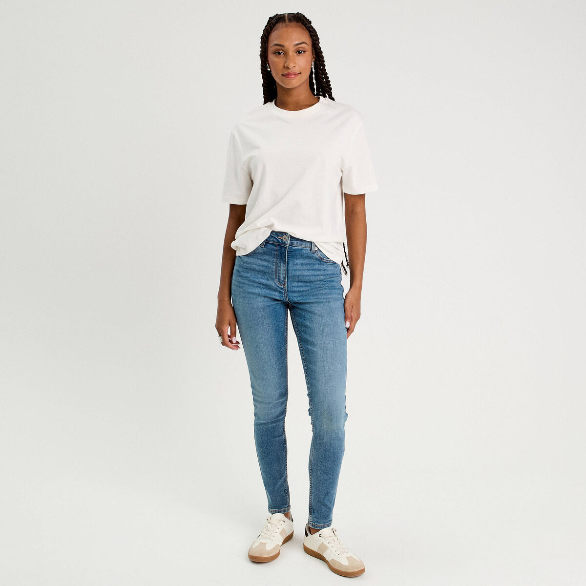 Jean skinny push-up taille standard denim double stone femme