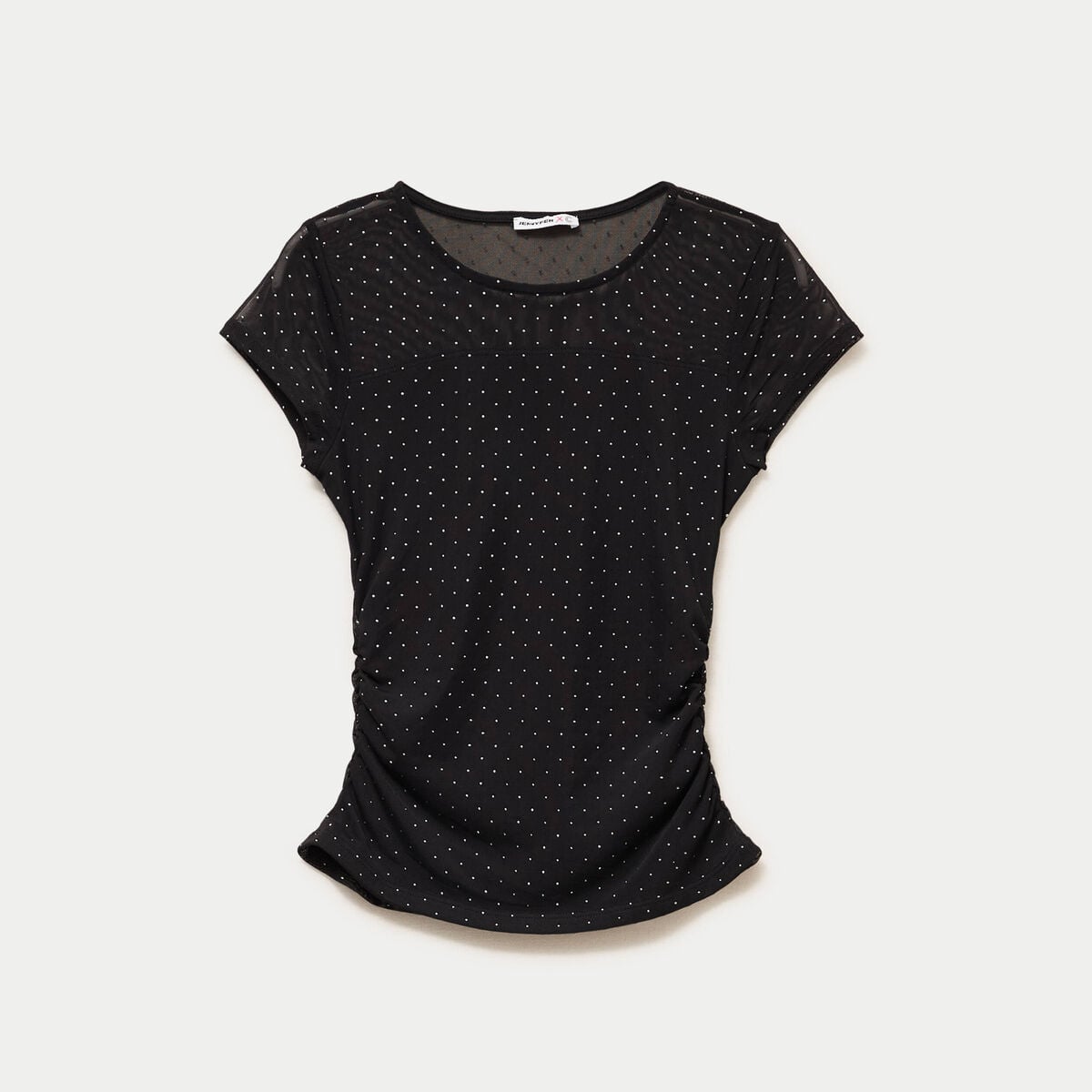 Top ajust&eacute; col rond manches courtes noir femme