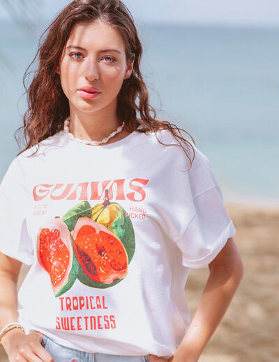T-shirt oversize manches courtes blanc femme