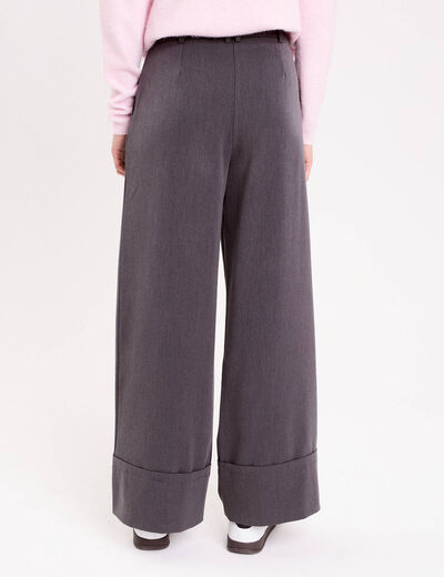 Pantalon large taille standard gris clair femme