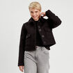Veste bouclette boutonn&eacute;e noir femme