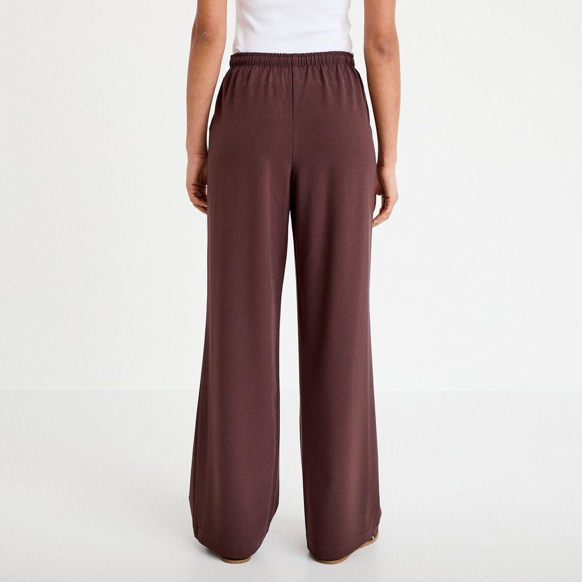 Pantalon large marron fonc&eacute; femme