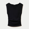 T-shirt ajust&eacute; col bateau sans manches noir femme
