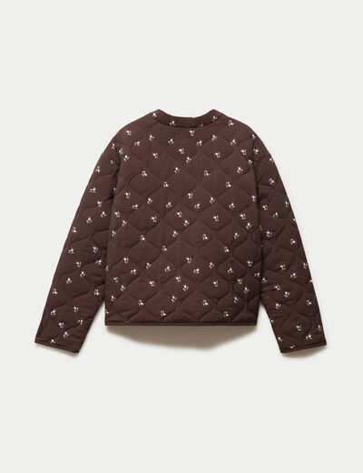 Veste droite manches longues marron fonc&eacute; femme