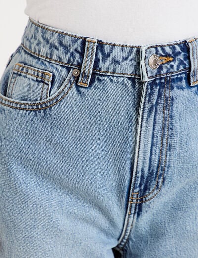 Jean wide leg taille haute Petite denim double stone femme