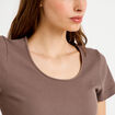 Crop top sans couture col rond marron clair femme