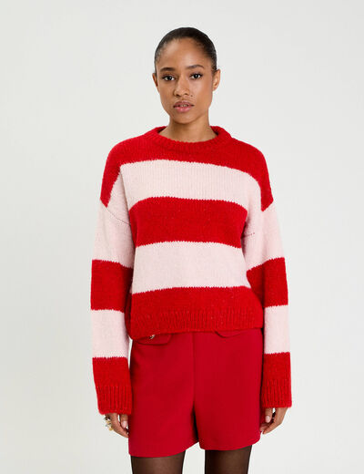 Pull manches longues rouge femme