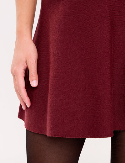 Jupe &eacute;vas&eacute;e en maille bordeaux femme
