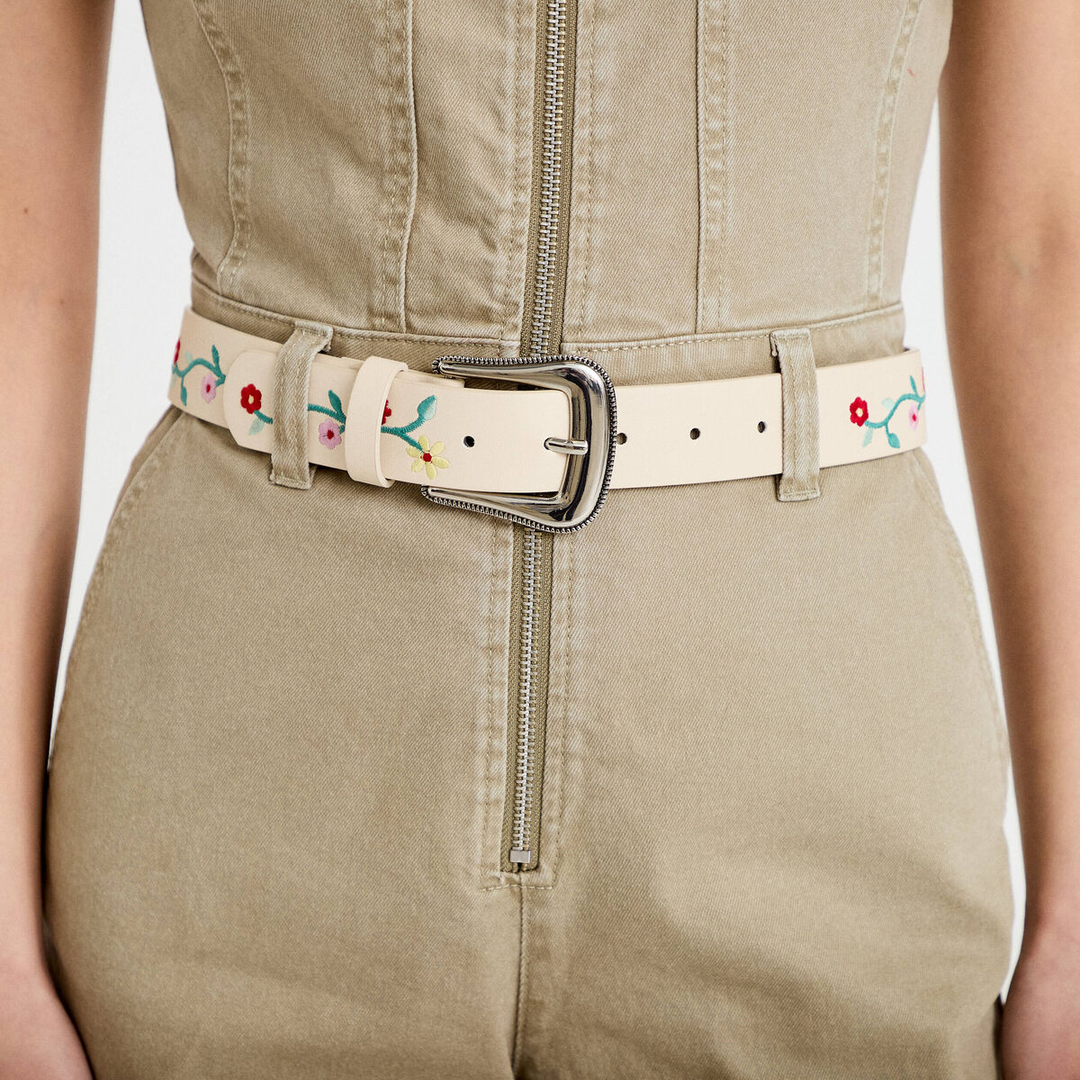 Ceinture brod&eacute;e blanc femme